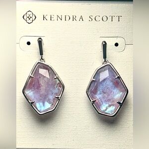 Kendra Scott Iridescent Large Dangle Drop Earrings – Silver Tone – NWT